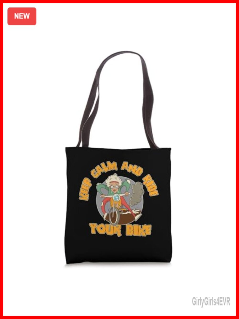 Polyester Canvas Tote Bag 16 Inch Motorcycle Graphic Double Stitched